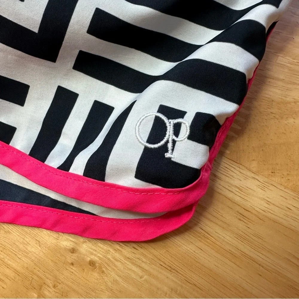 OP Ocean Pacific Vintage Girls Short Black White Hot Pink Size S Small